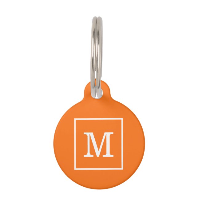 Pumpkin Orange White Gerahmt Initial Monogram Tiermarke (Vorderseite)