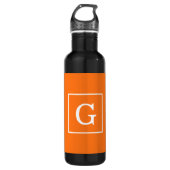 Pumpkin Orange White Gerahmt Initial Monogram Trinkflasche (Vorderseite)
