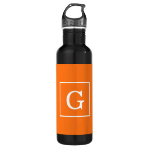 Pumpkin Orange White Gerahmt Initial Monogram Trinkflasche