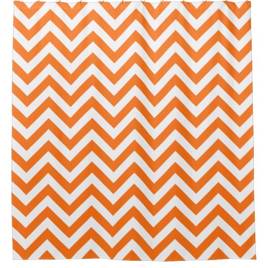 Pumpkin Orange White LG Zickzack ZigZag Muster Duschvorhang (Vorderseite)