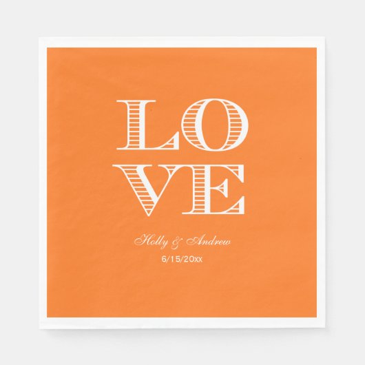 Pumpkin Orange White LIEBE Napkins Serviette (Vorderseite)