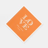 Pumpkin Orange White LIEBE Napkins Serviette (Ecke)