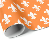 Pumpkin Orange White Lilie Pattern Geschenkpapier (Rolleneckpunkt)