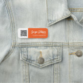 Pumpkin Orange White QR Code Brush Skript Namensschild (Beispiel)