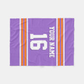 Pumpkin Orange White Sports Jersey Fleecedecke (Vorderseite (Horizontal))