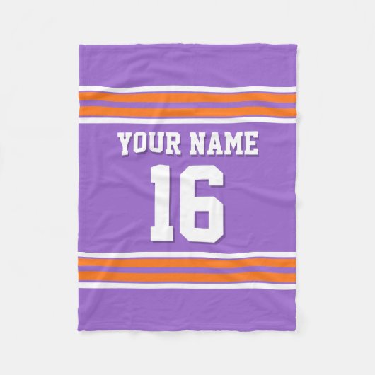 Pumpkin Orange White Sports Jersey Fleecedecke (Vorderseite)