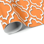 Pumpkin Orange White XL Marokkanisches Quatrefolie Geschenkpapier (Rolleneckpunkt)