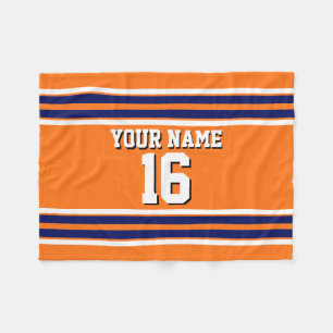 Pumpkin Orange with Navy White Stripes Team Jersey Fleecedecke
