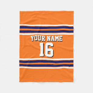 Pumpkin Orange with Navy White Stripes Team Jersey Fleecedecke
