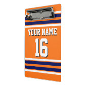 Pumpkin Orange with Navy White Stripes Team Jersey Mini Klemmbrett (Gewinkelt2)