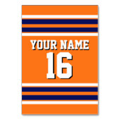 Pumpkin Orange with Navy White Stripes Team Jersey Tischnummer (Vorderseite)