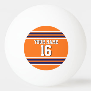 Pumpkin Orange with Navy White Stripes Team Jersey Tischtennisball