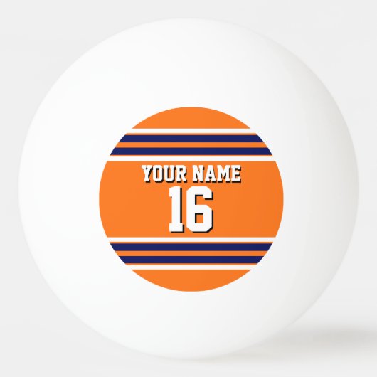 Pumpkin Orange with Navy White Stripes Team Jersey Tischtennisball (Vorderseite)