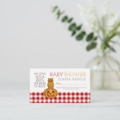 Pumpkin Owl & Gingham Baby Diaper Raffle Ticket Begleitkarte (Stehend Vorderseite)