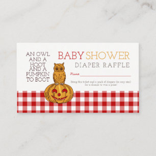 Pumpkin Owl & Gingham Baby Diaper Raffle Ticket Begleitkarte