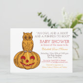Pumpkin Owl & Gingham Baby Dusche Einladung (Stehend Vorderseite)