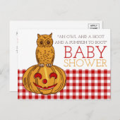 Pumpkin Owl & Gingham Baby Dusche Einladung (Vorne/Hinten)