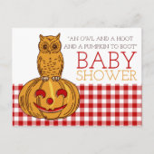 Pumpkin Owl & Gingham Baby Dusche Einladung (Vorderseite)