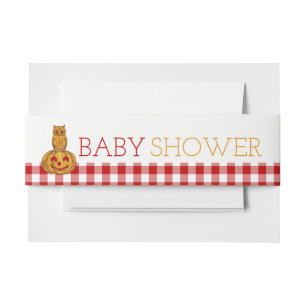 Pumpkin Owl & Gingham Baby Dusche Einladungsbanderole