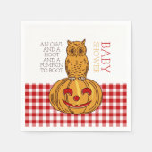 Pumpkin Owl & Gingham Baby Dusche Serviette (Vorderseite)