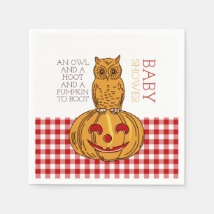 Pumpkin Owl & Gingham Baby Dusche Serviette