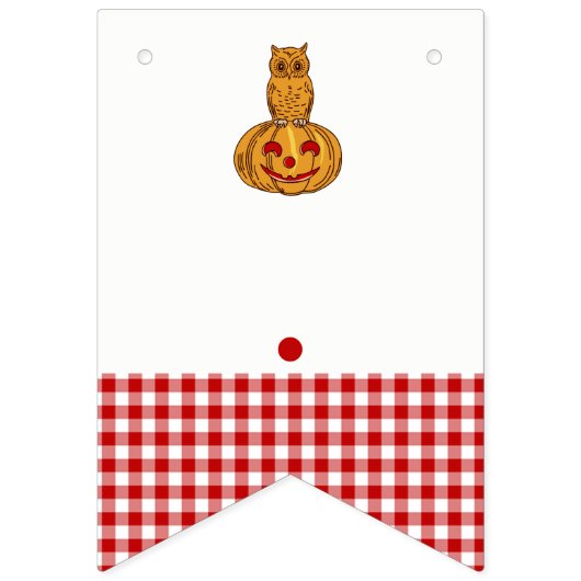Pumpkin Owl & Gingham Baby Dusche Wimpelkette (Zweite Fahne)