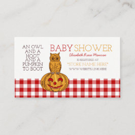 Pumpkin Owl & Gingham Baby Showbüro Begleitkarte