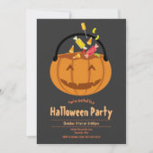 Pumpkin Pail Candy Kid's Halloween-Party Einladung (Vorderseite)