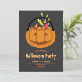 Pumpkin Pail Candy Kid's Halloween-Party Einladung (Stehend Vorderseite)