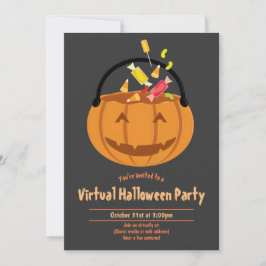 Pumpkin Pail Candy Virtual Halloween-Party Einladung