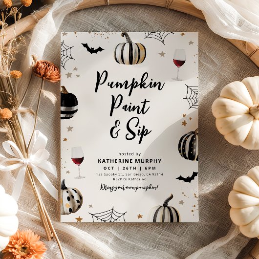 Pumpkin Paint und Sip Adult Halloween Wine Party Einladung