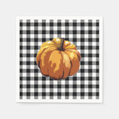 Pumpkin Painting Black Karo Gingham Pattern Serviette (Vorderseite)