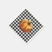Pumpkin Painting Black Karo Gingham Pattern Serviette (Ecke)