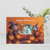 Pumpkin Pals Halloween Greetings Karte (Stehend Vorderseite)