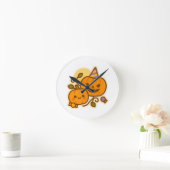 Pumpkin Pals - Kawaii Halloween Runde Wanduhr (Zuhause)