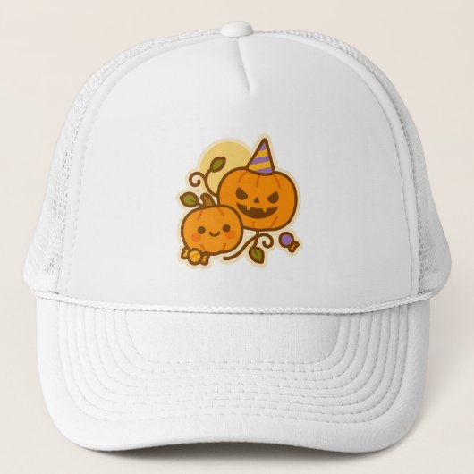 Pumpkin Pals - Kawaii Halloween Truckerkappe (Vorderseite)