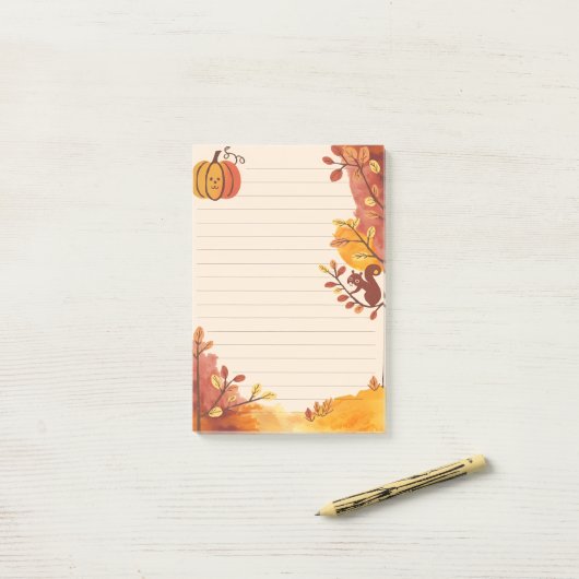 Pumpkin Pals & Squirrel Scribbles Post-it Klebezettel (Auf Schreibtisch)