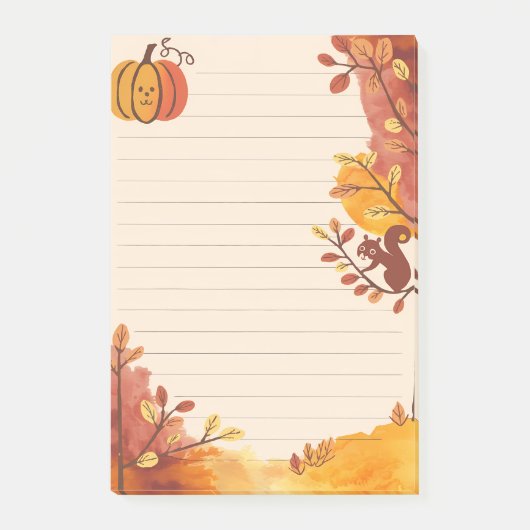 Pumpkin Pals & Squirrel Scribbles Post-it Klebezettel (Vorderseite)
