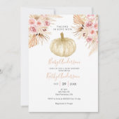 Pumpkin Pampas Grass Fallende in Liebe Kinderdusch Einladung (Vorderseite)