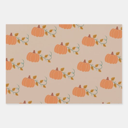 Pumpkin Papers Wrapping Paper Flat Sheet Set von 3 Geschenkpapier Set (Vorderseite 2)