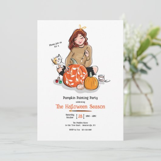 Pumpkin-Party Einladung (Stehend Vorderseite)