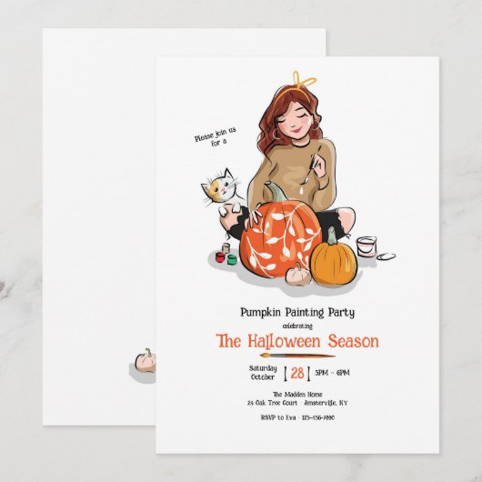 Pumpkin-Party Einladung (Vorne/Hinten)