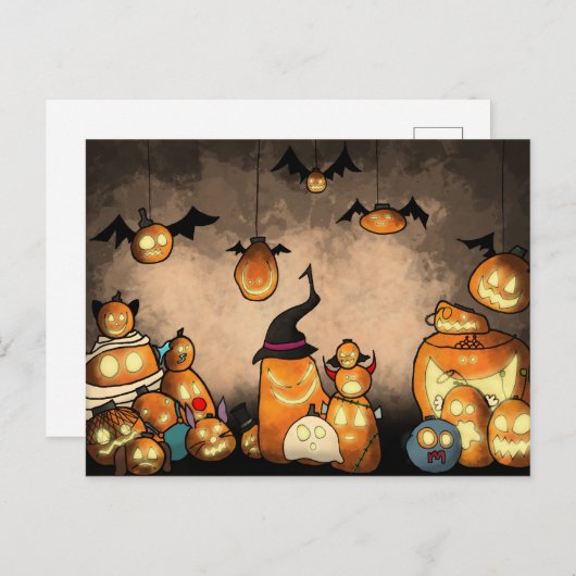 Pumpkin Party Postcard Einladungspostkarte (Vorne/Hinten)