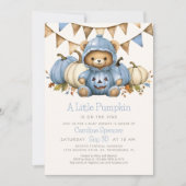 Pumpkin Patch Bear Baby Shower Einladung (Vorderseite)