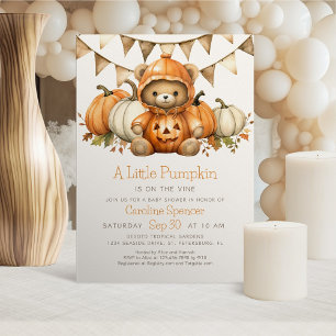 Pumpkin Patch Bear Baby Shower Einladung