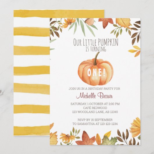 Pumpkin Patch Birthday Einladung (Vorne/Hinten)