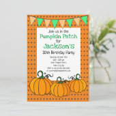Pumpkin Patch Birthday Party Einladung (Stehend Vorderseite)