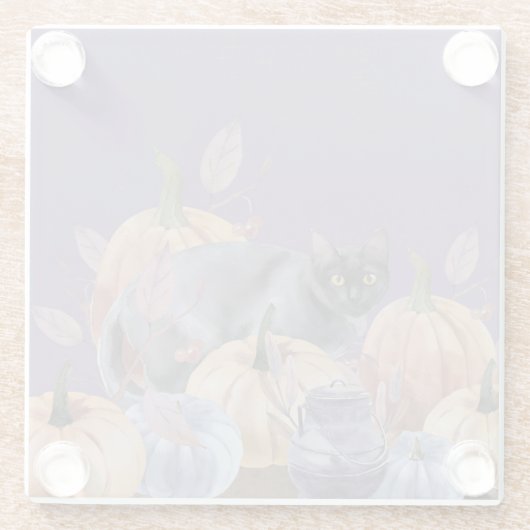 Pumpkin Patch Black Cat Glass Untersetzer (Rückseite)