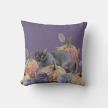 Pumpkin Patch Black Cat Throw Kissen