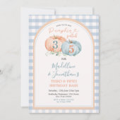 Pumpkin Patch Brother & Sister Autumn Birthday Einladung (Vorderseite)